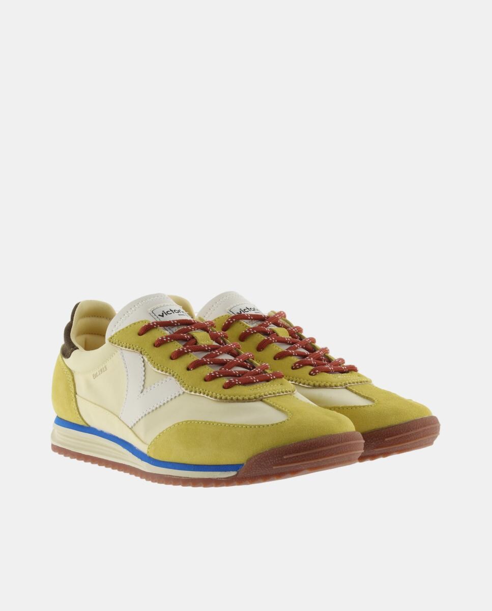 Sapatilhas Desportivas de Nylon com Peças de Croute a Condizer e Sola em Serra Amarelo-5