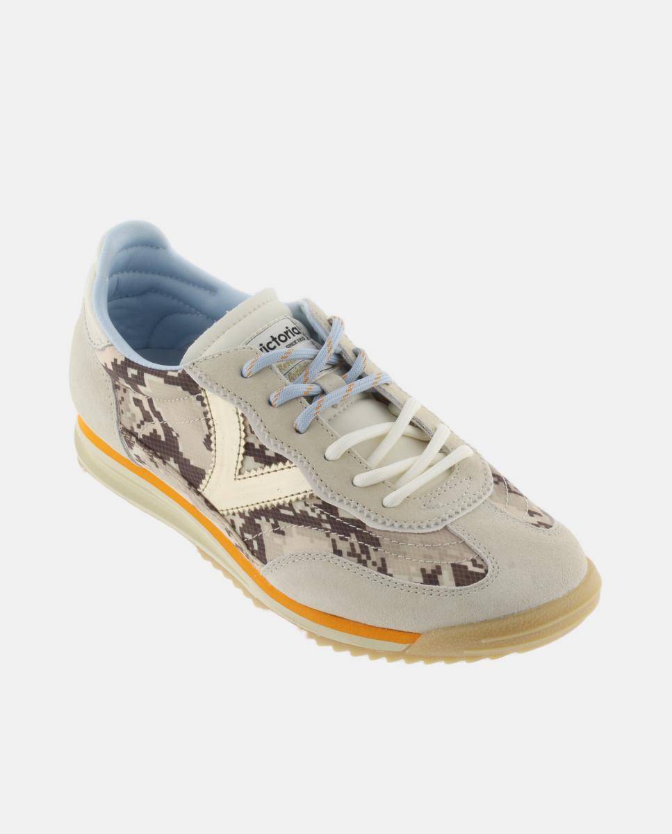 Sapatilhas Desportivas de Animal Print com Peças de Croute e Logótipo Metalizado 2