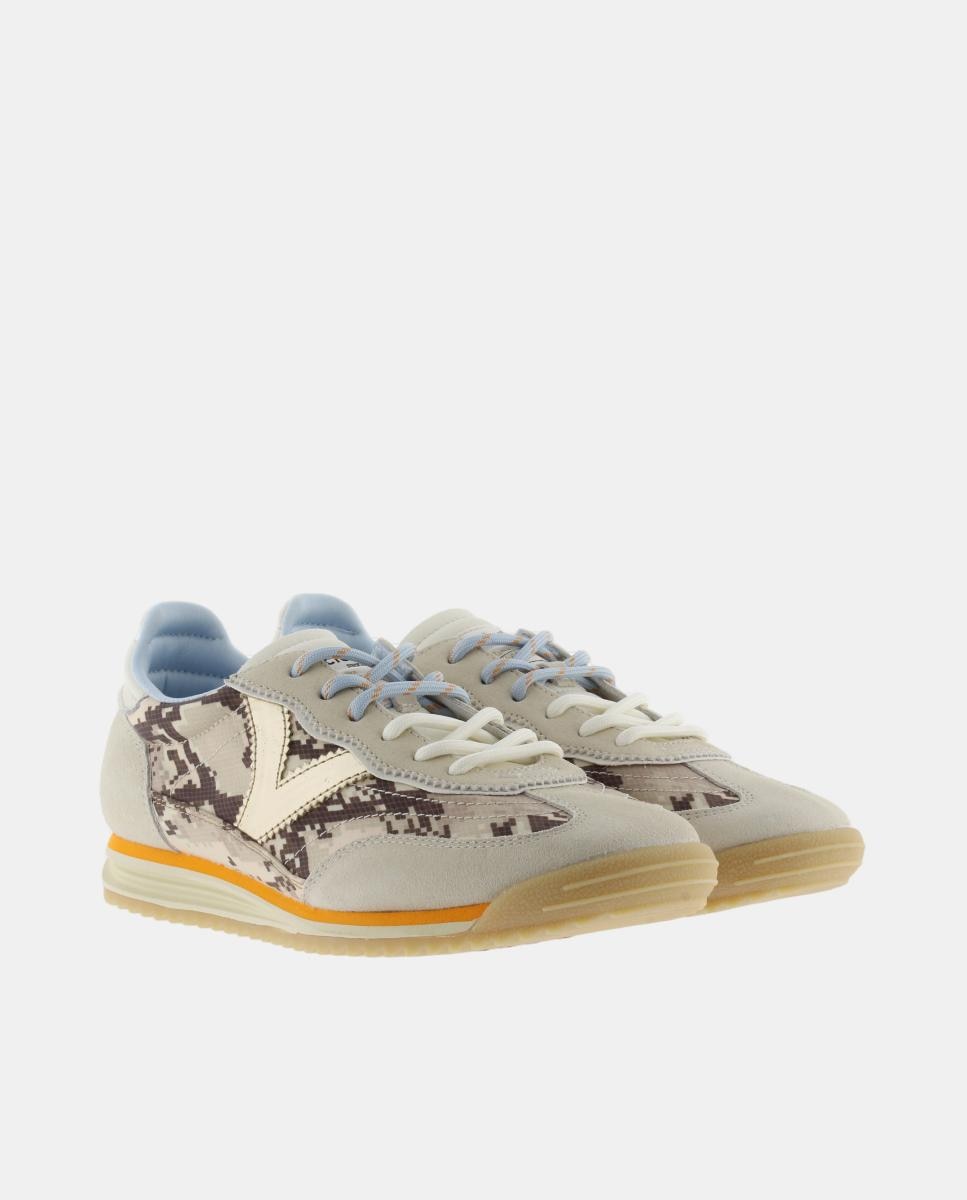 Sapatilhas Desportivas de Animal Print com Peças de Croute e Logótipo Metalizado 5