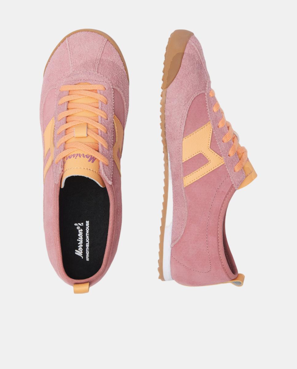 Sapatilhas Minato Kao Tipo Running de Sola Baixa e com Inspiração Vintage Rosa Nude-4