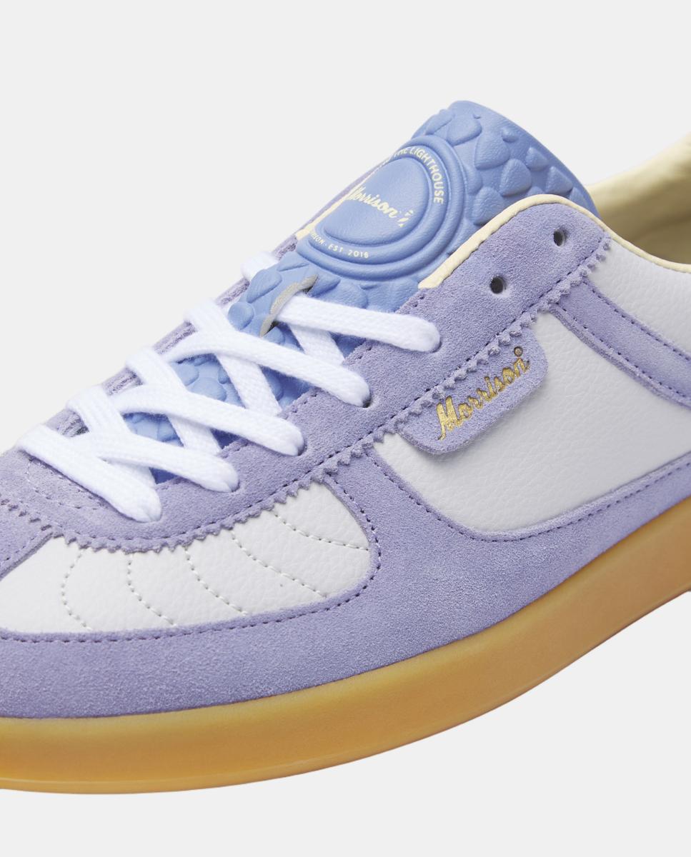 Sapatilhas em Couro com Combinações de Couro em Diferentes Cores Celeste-3