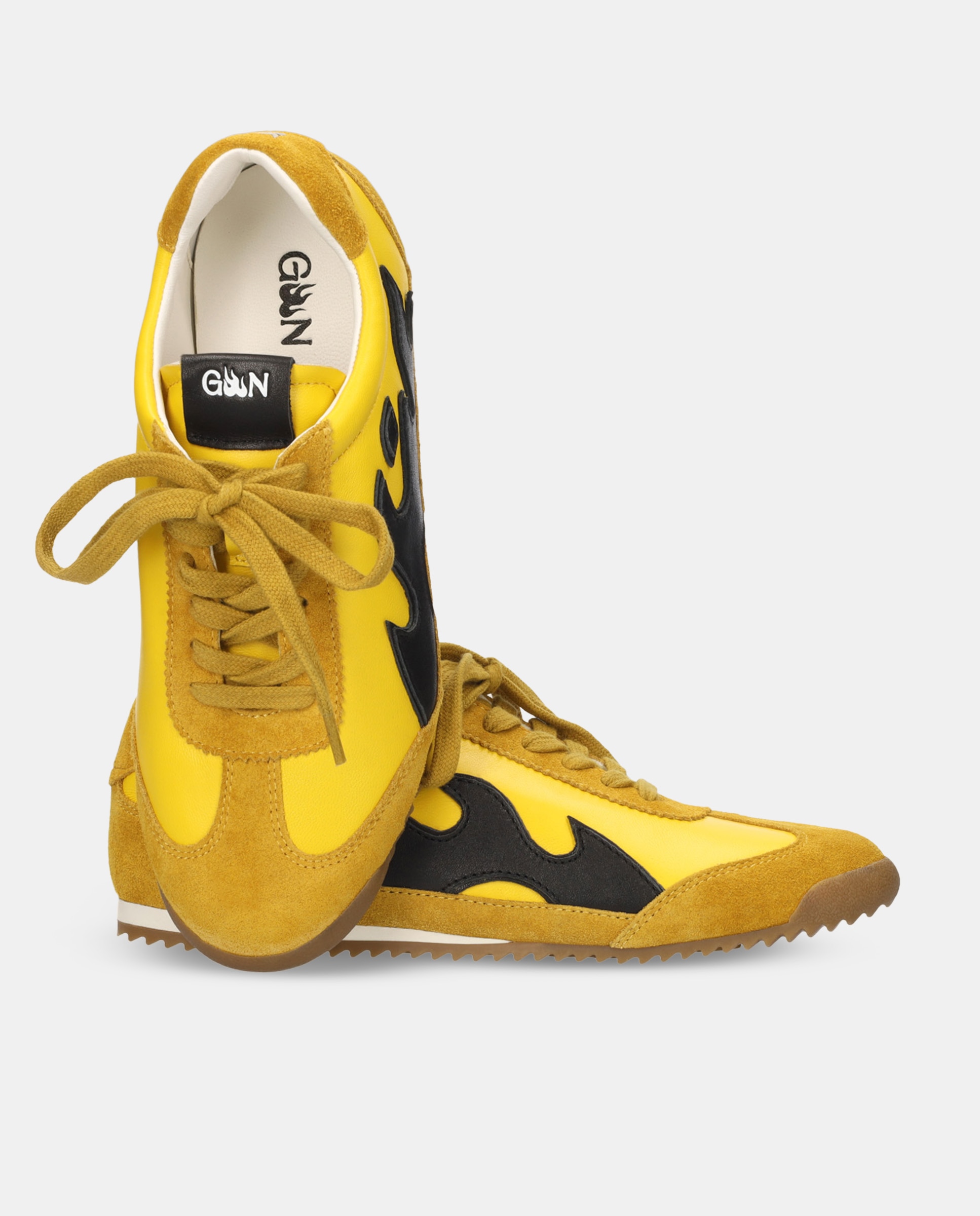 Sapatilhas Desportivas em Pele Amarelo-4