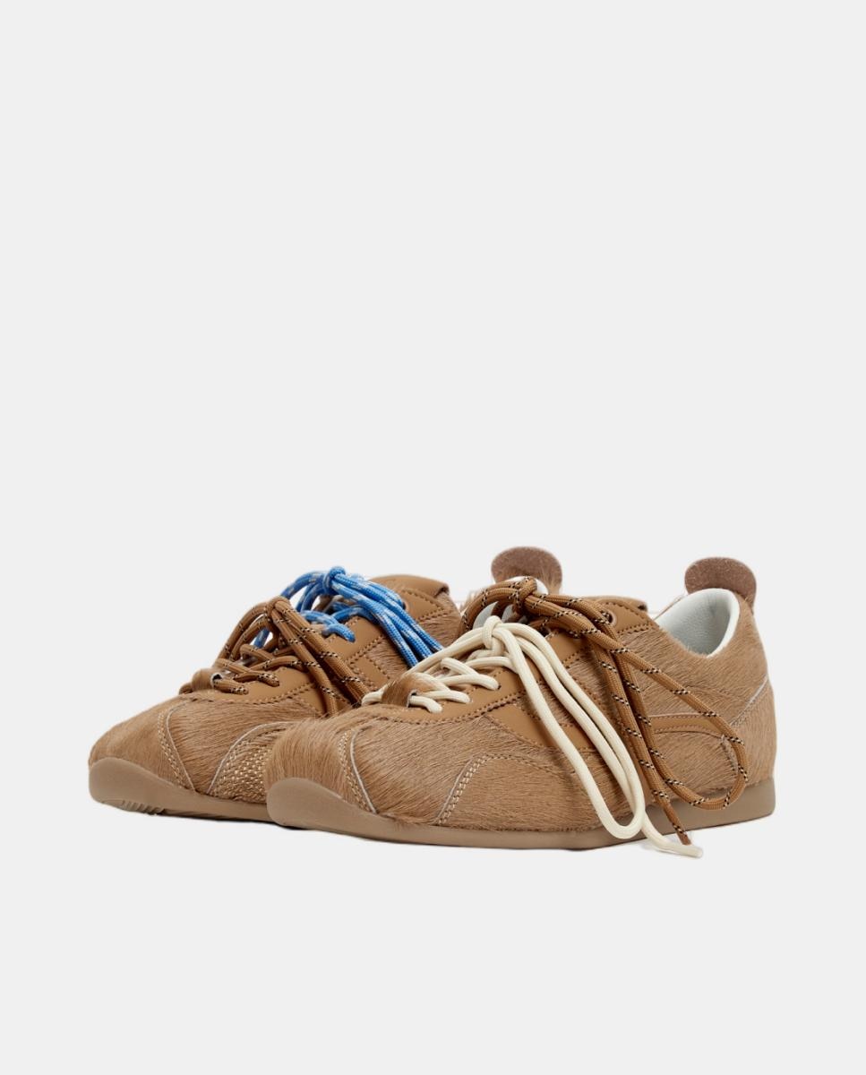 Sapatilhas Casual de Croute com Combinação Tripla de Atacadores Couro-4
