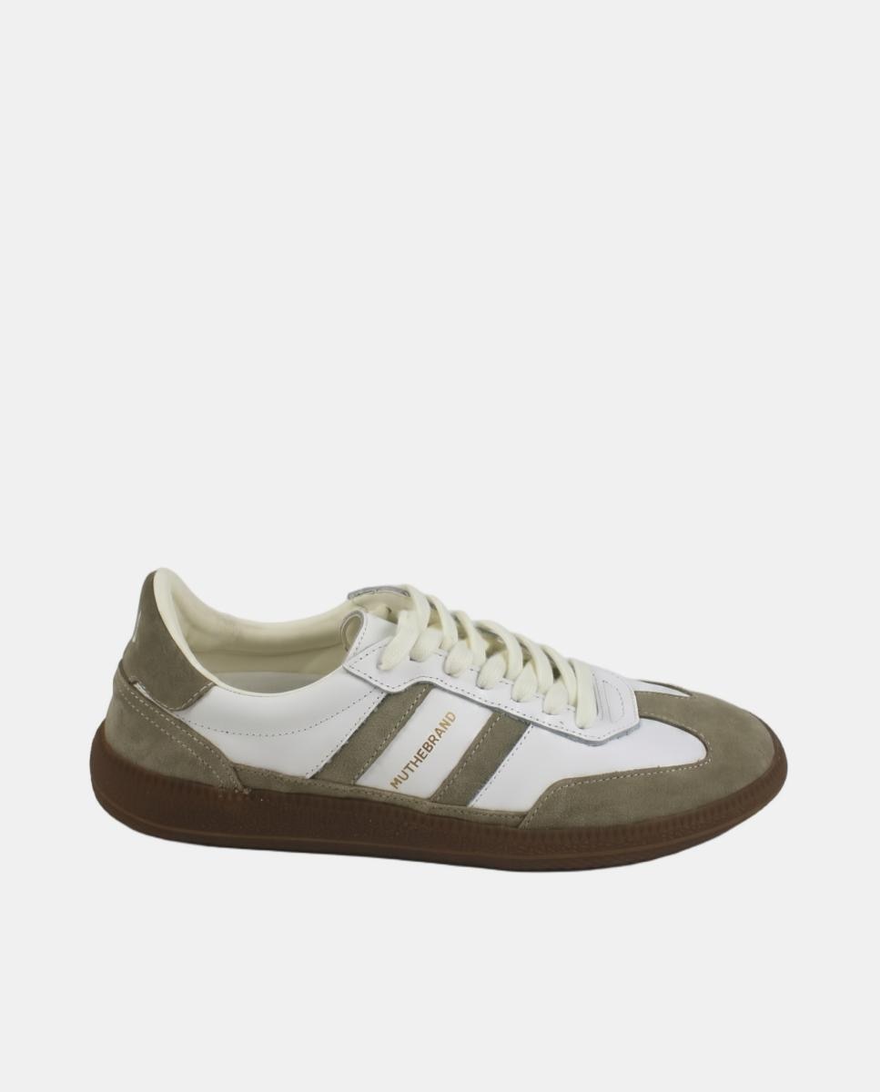 Imagem 0 de Sapatilhas de pele estilo sneaker retro com atacadores