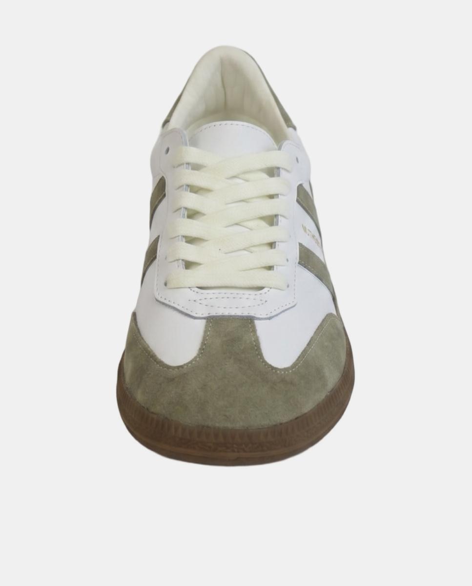 Sapatilhas de pele estilo sneaker retro com atacadores Branco-marfim-3