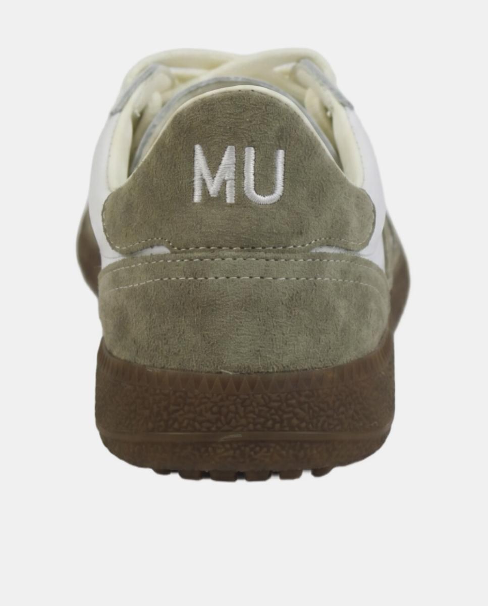 Sapatilhas de pele estilo sneaker retro com atacadores Branco-marfim-4