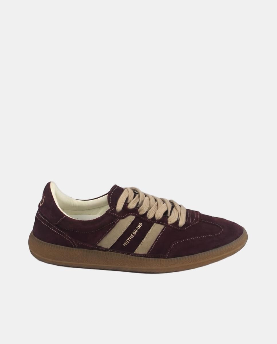 Zapatilla de piel estilo sneaker retro con cordones - MU the brand - Rojo Granate Rojo Granate-1