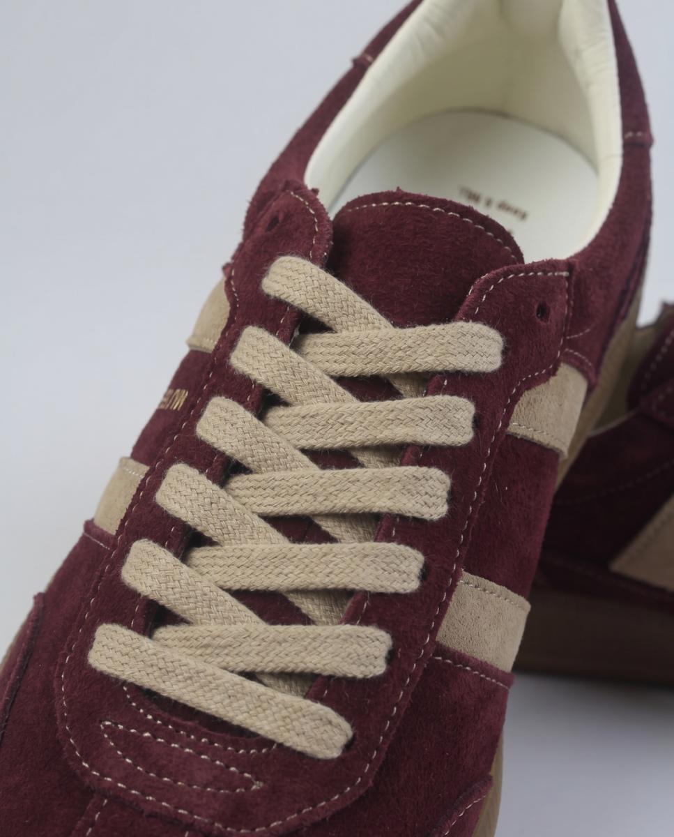 Zapatilla de piel estilo sneaker retro con cordones - MU the brand - Rojo Granate Rojo Granate-3