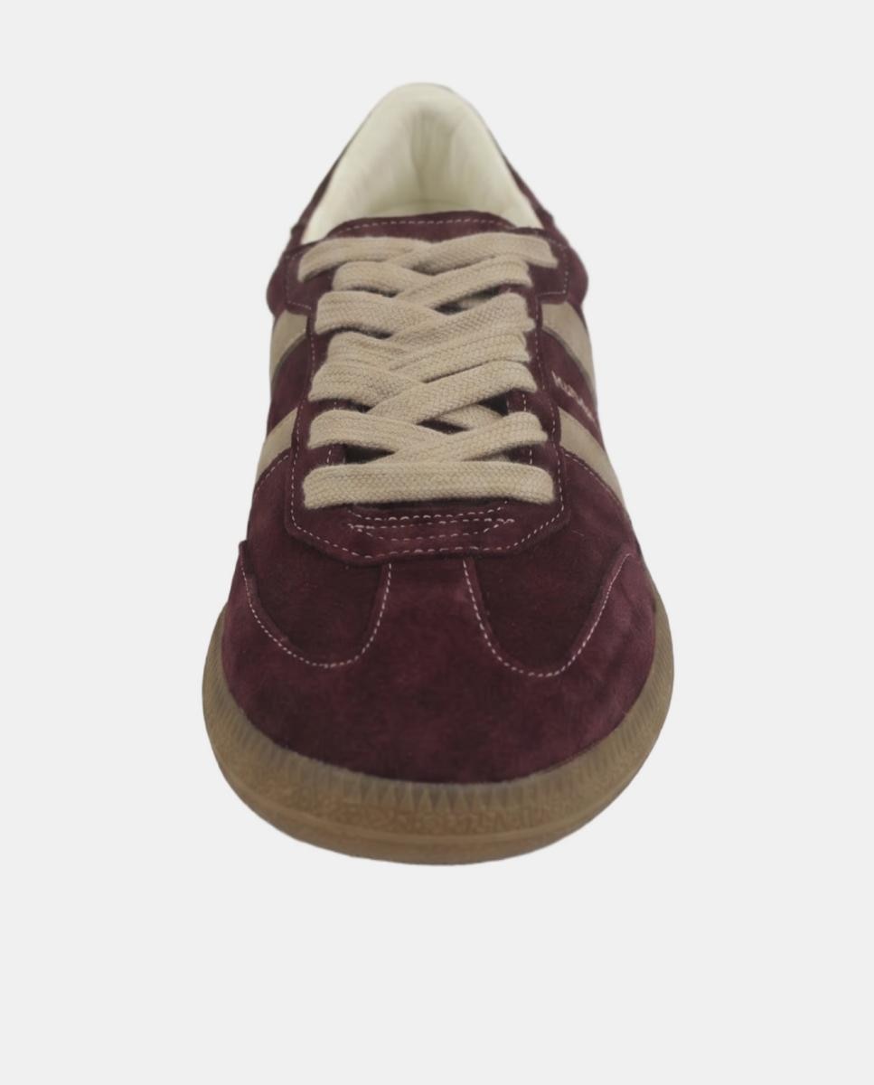 Zapatilla de piel estilo sneaker retro con cordones - MU the brand - Rojo Granate Rojo Granate-5
