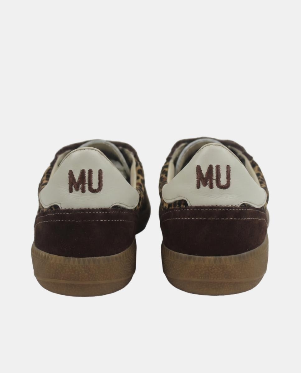 Zapatilla de piel estilo sneaker retro con cordones - MU the brand - Marrón Marrón-4