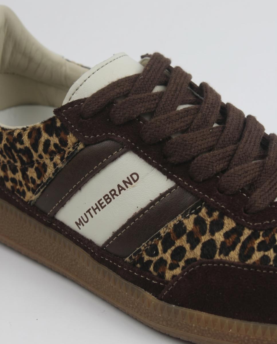 Zapatilla de piel estilo sneaker retro con cordones - MU the brand - Marrón Marrón-7