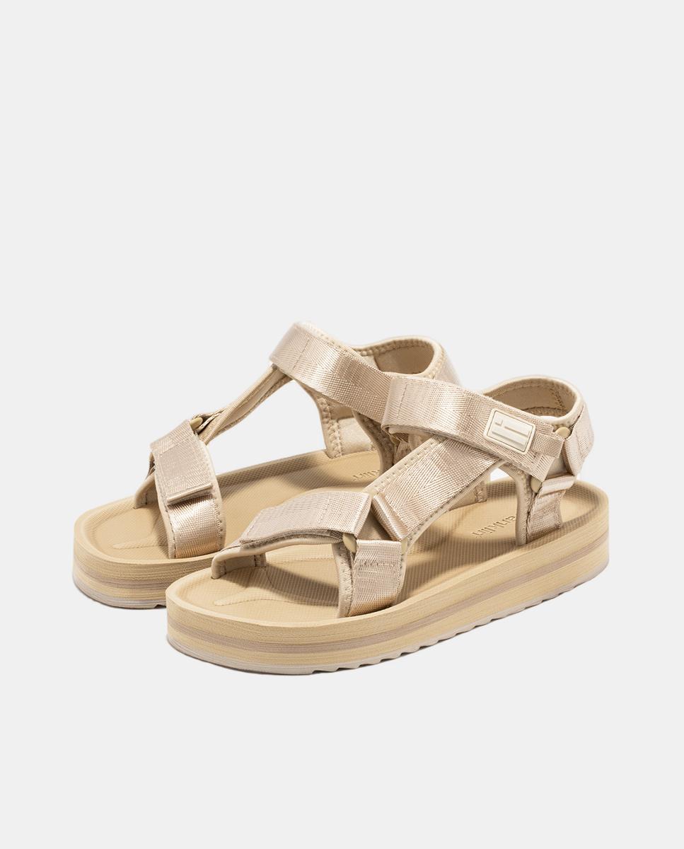 Sandálias Forest High Strips Ouro-2