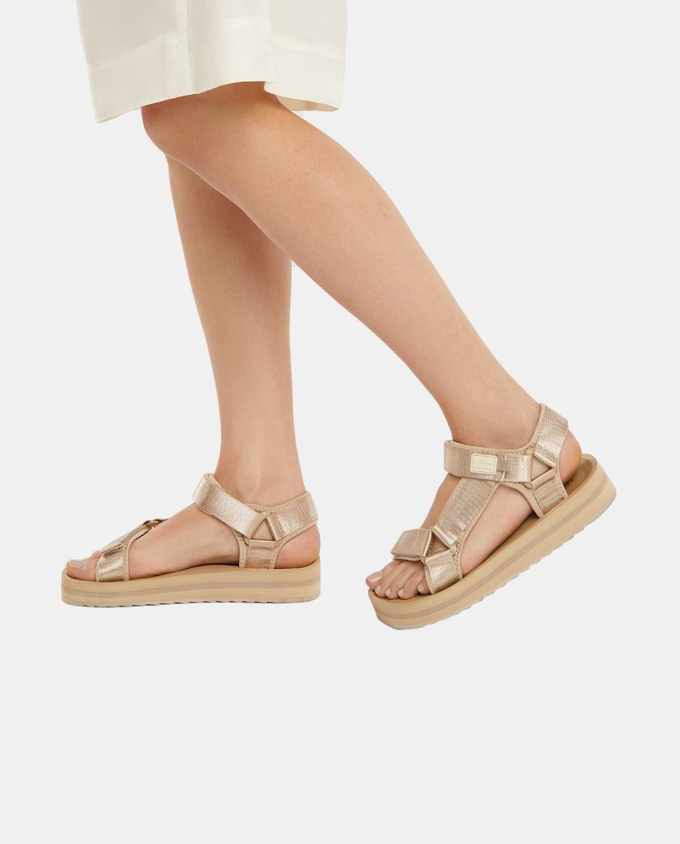 Sandálias Forest High Strips Ouro-5
