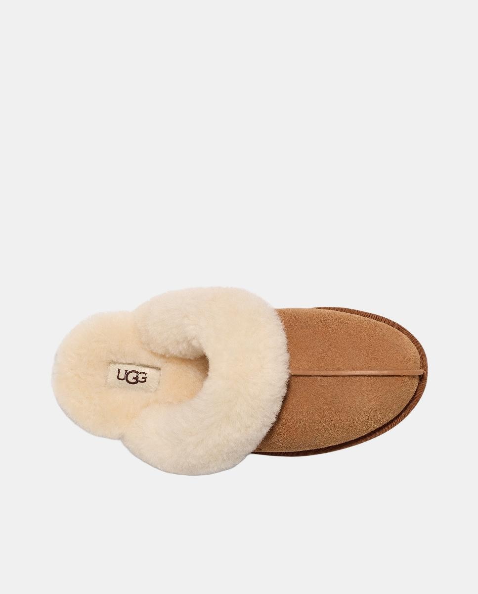 Chinelos de Quarto Scuffette II com Forro Interior e Rebordo com Pelo Camel-5