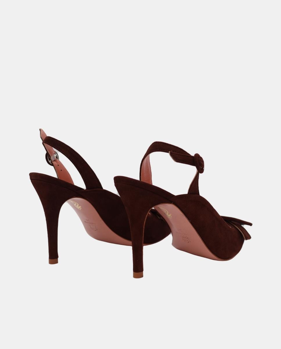 Slingback 10 Centímetros de Camurça - Castanho Castanho-2