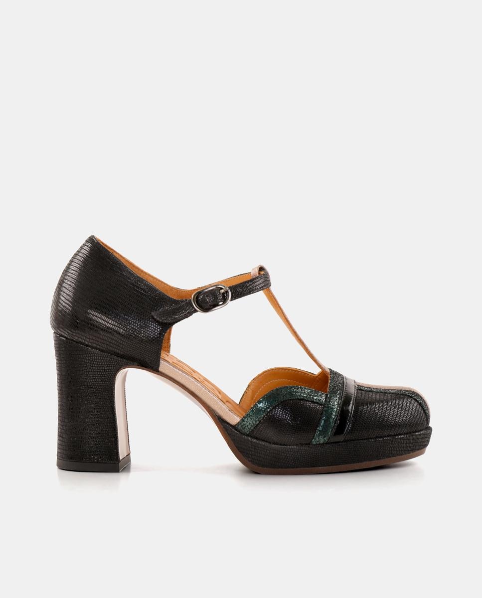 Imagem 0 de Sapatos de Mulher em Pele com Salto e Plataforma Exterior com Fecho de Fivela