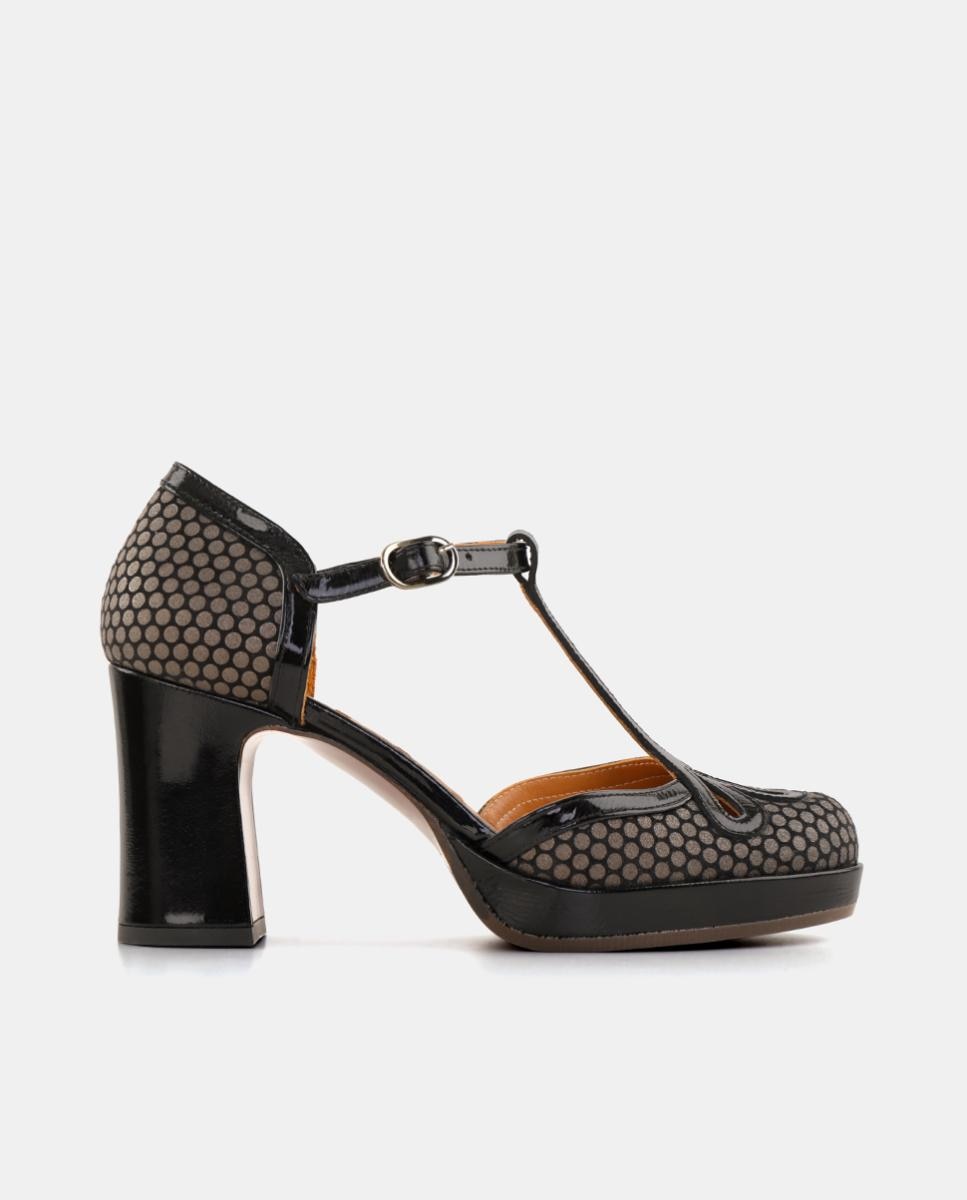 Imagem 0 de Sapatos de Mulher em Pele com Salto e Plataforma Exterior com Fecho de Fivela