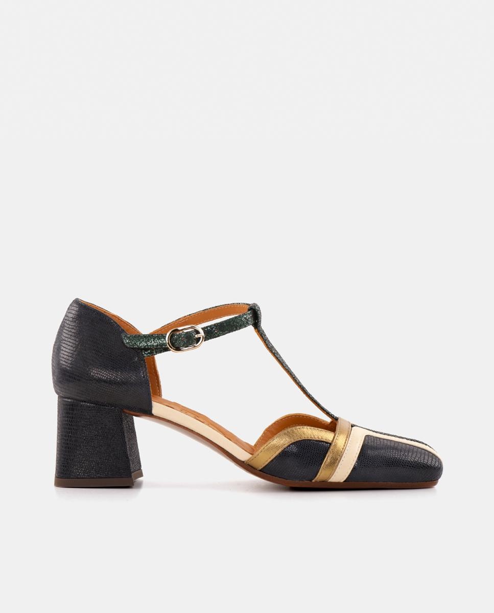 Imagem 0 de Sapatos de Mulher em Pele com Salto e Fecho de Fivela