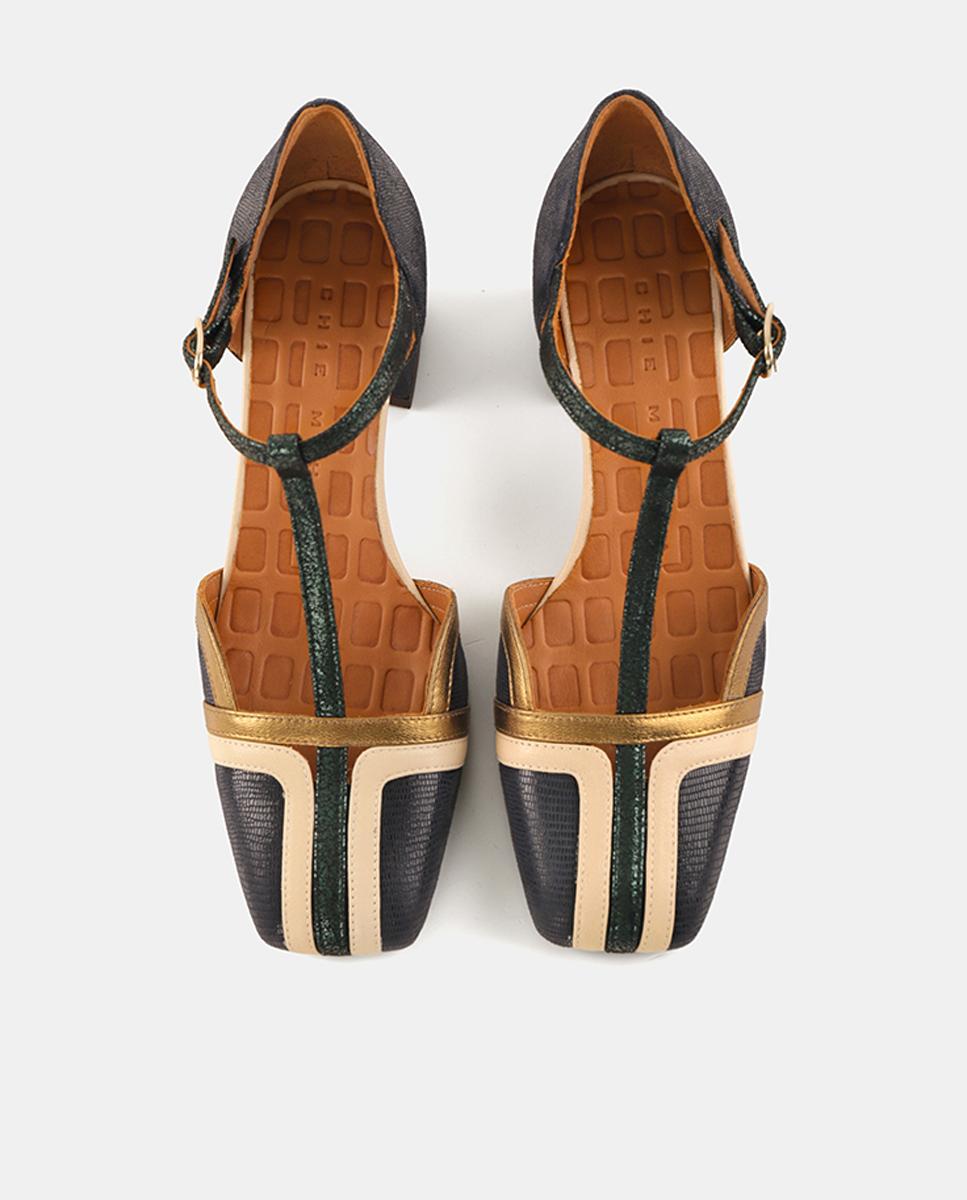 Sapatos de Mulher em Pele com Salto e Fecho de Fivela Multicolor-4