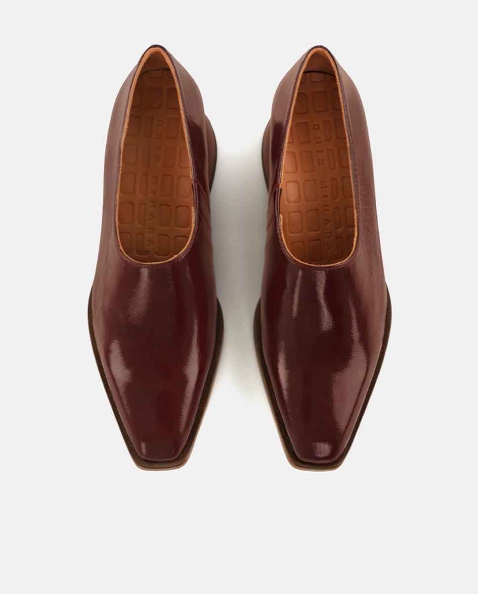 Botins de Mulher em Pele com Salto Beringela-4