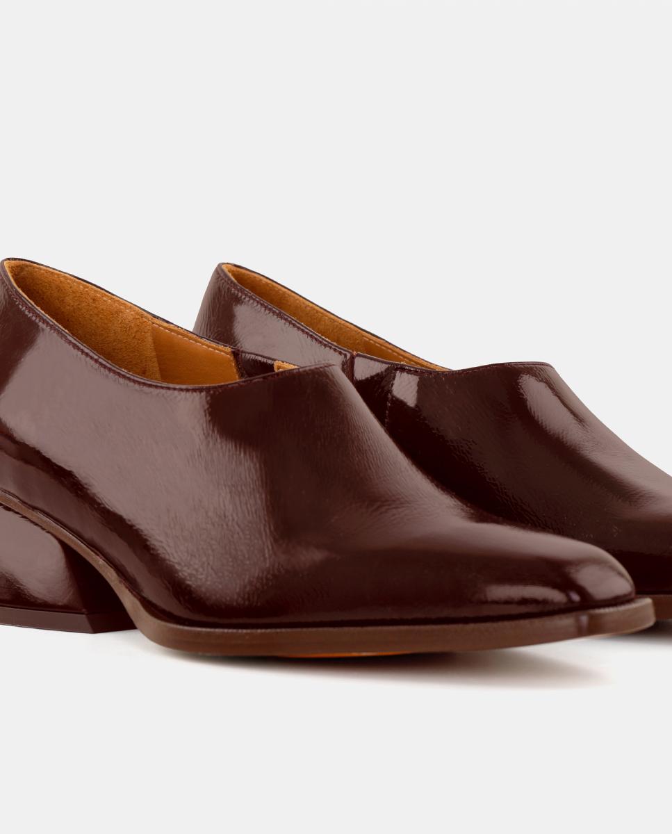 Botins de Mulher em Pele com Salto Beringela-5