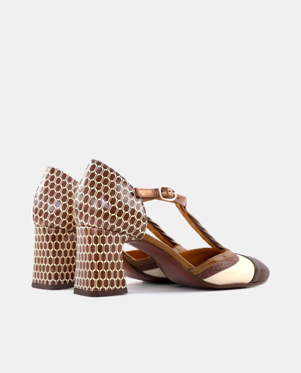 Sapatos de Mulher em Pele com Salto e Fecho de Fivela Multicolor-3