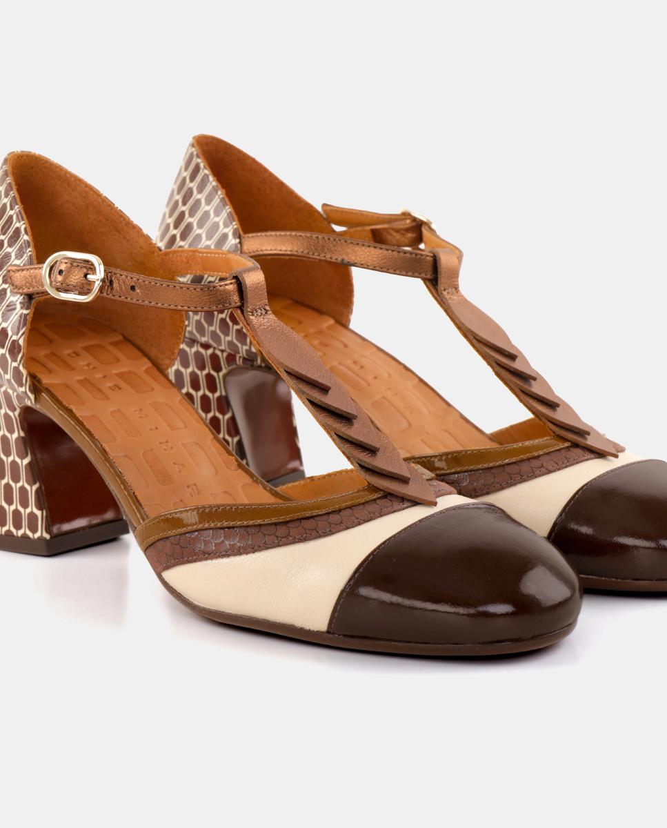Sapatos de Mulher em Pele com Salto e Fecho de Fivela Multicolor-5