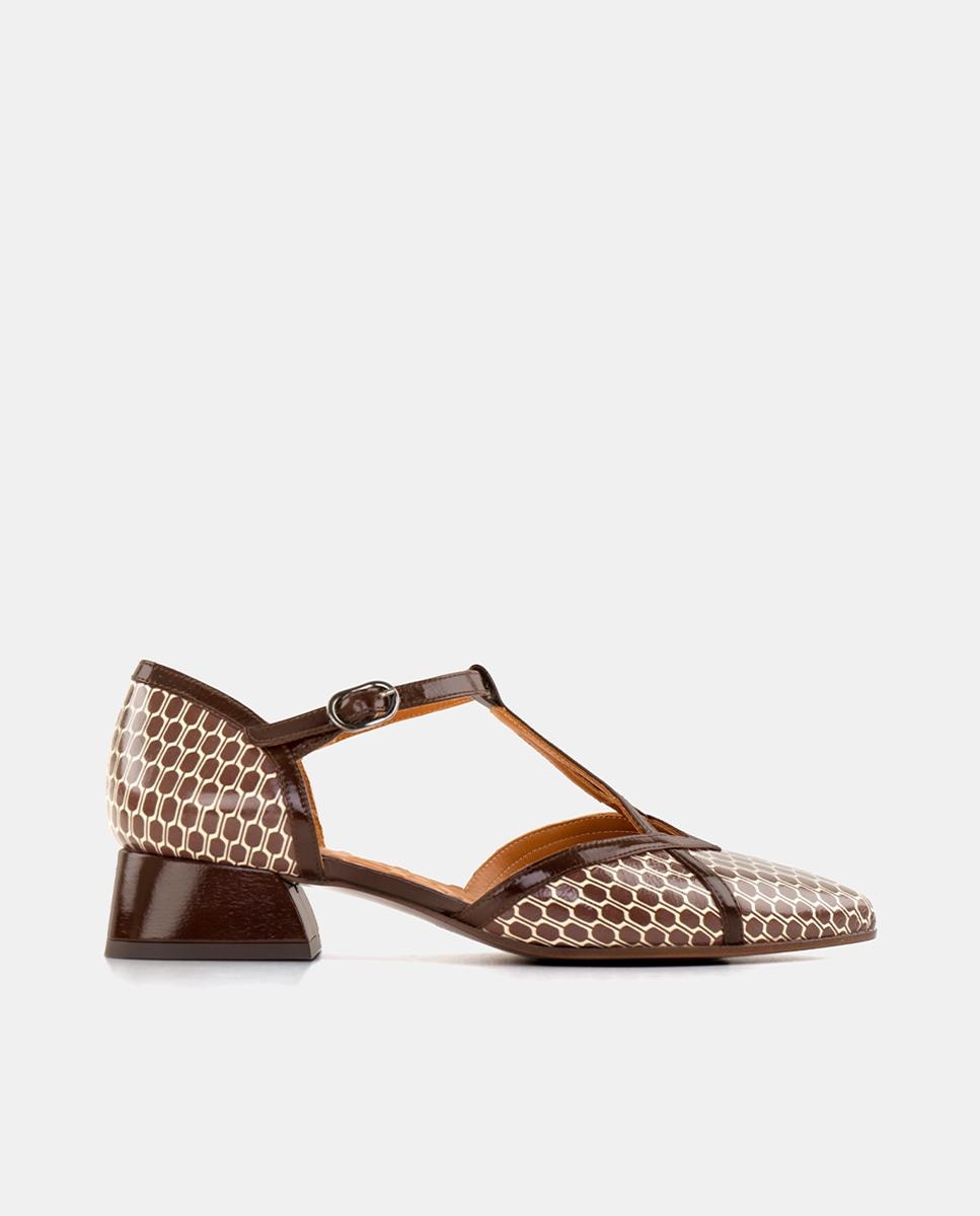 Imagem 0 de Sapatos de Mulher em Pele com Salto e Fecho de Fivela