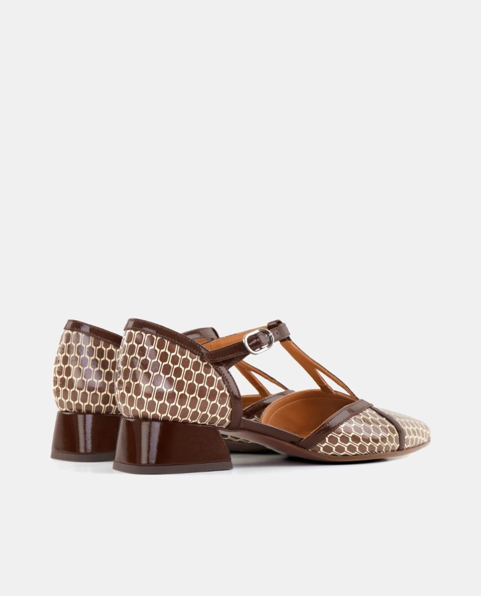 Sapatos de Mulher em Pele com Salto e Fecho de Fivela Castanho caramelo-3