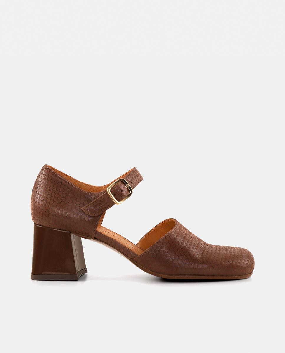 Imagem 0 de Sapatos de Mulher em Pele com Salto e Fecho de Fivela