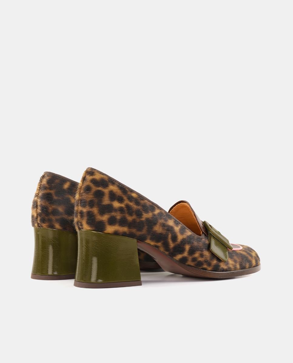 Sapatos de Mulher em Pele com Salto e Adorno Multicolor-3