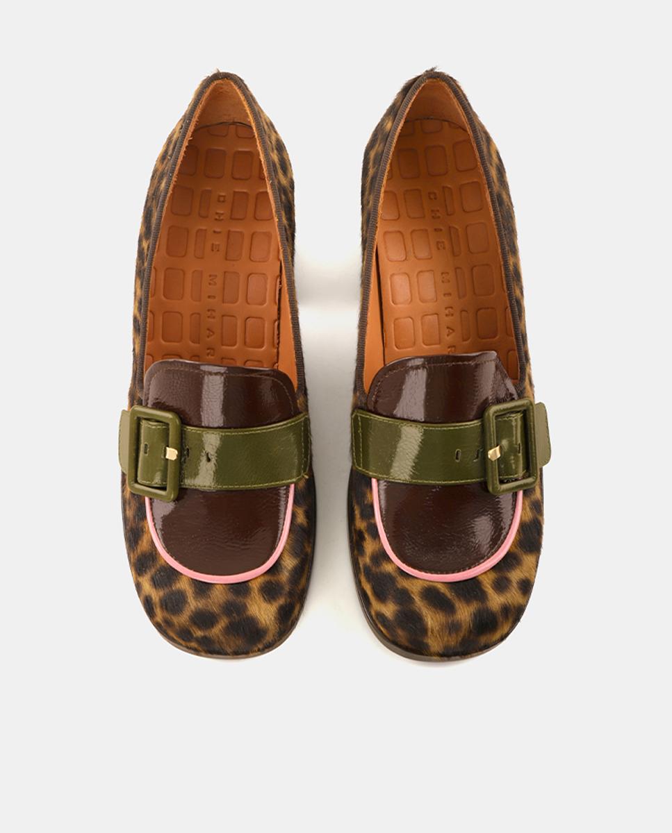 Sapatos de Mulher em Pele com Salto e Adorno Multicolor-4