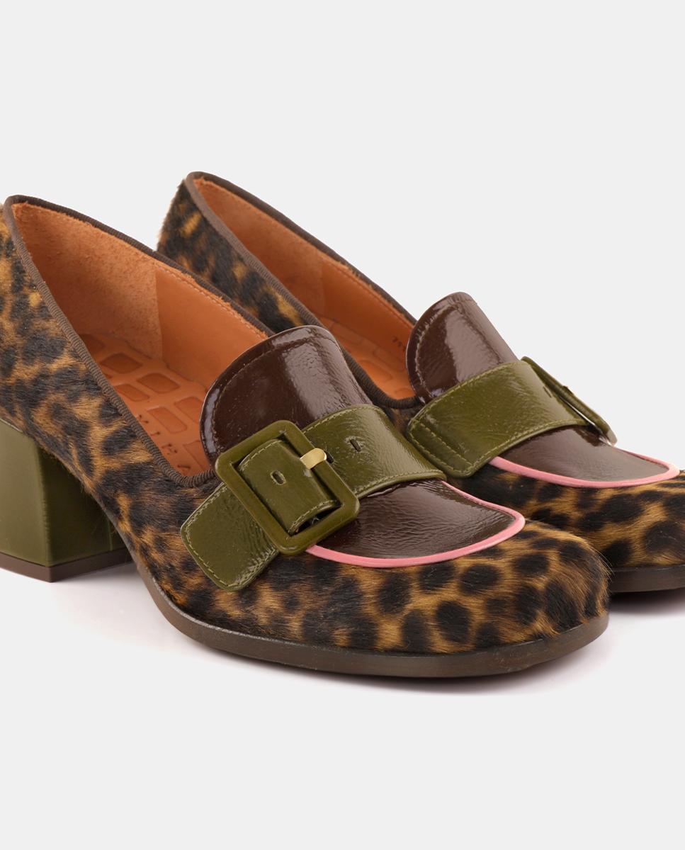 Sapatos de Mulher em Pele com Salto e Adorno Multicolor-5