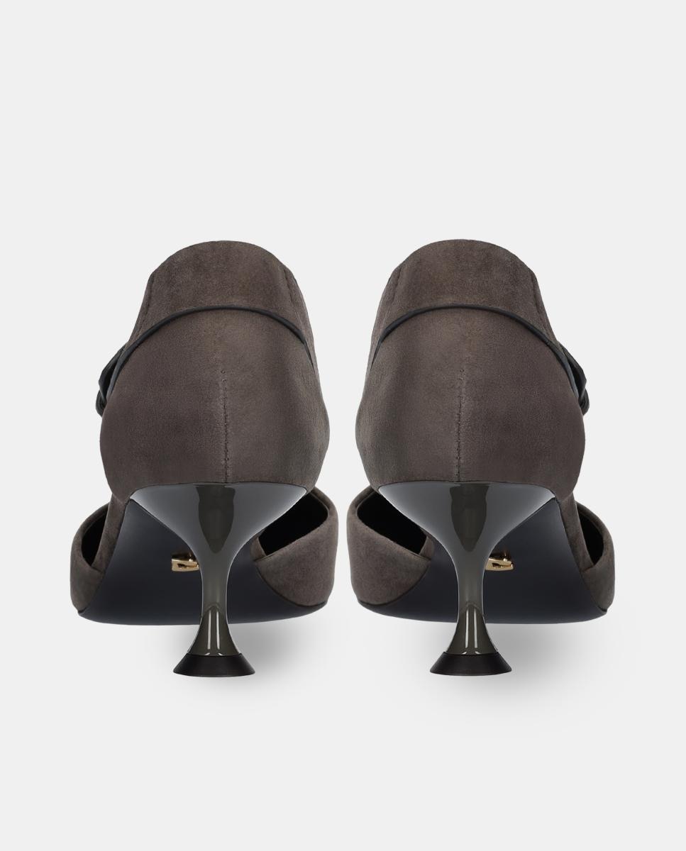 Sapatos de Camurça com Detalhe de Laço Cinzento-4
