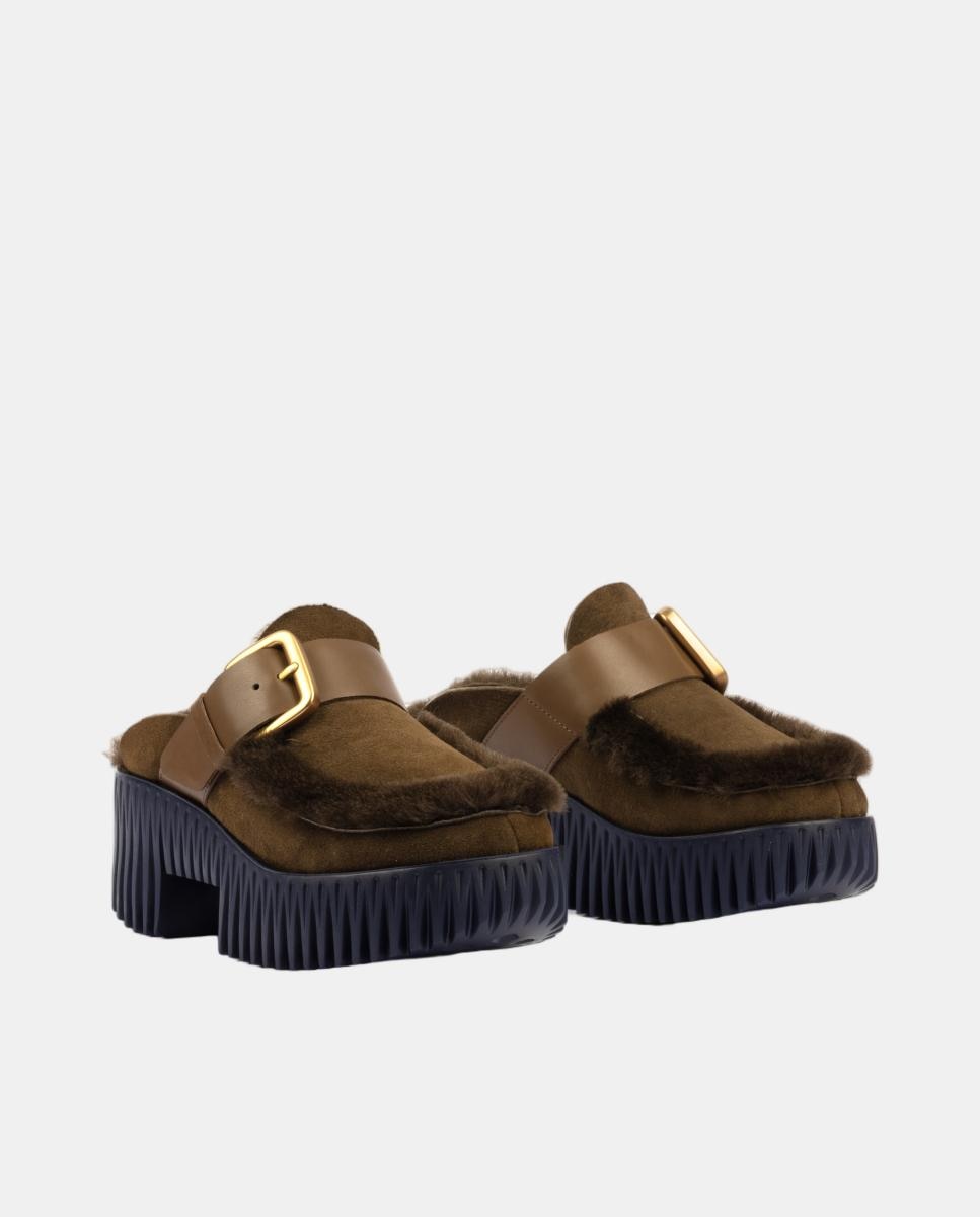 Mules em Pele e Pelo no Interior com Detalhes Castanho-escuro-6