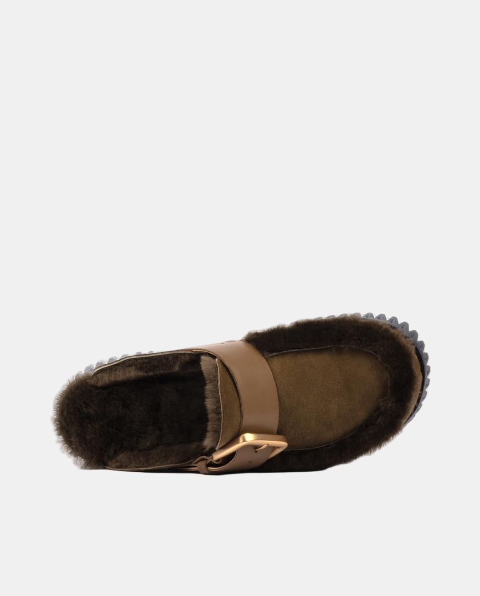 Mules em Pele e Pelo no Interior com Detalhes Castanho-escuro-7