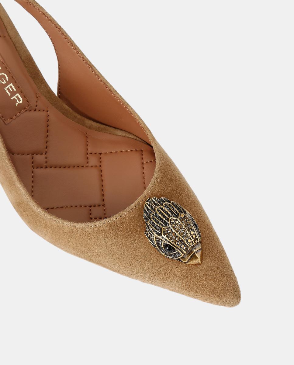 Zapato slingback de mujer en piel marrón claro con puntera afilada - Kurt Geiger - Marrón claro Marrón claro-4