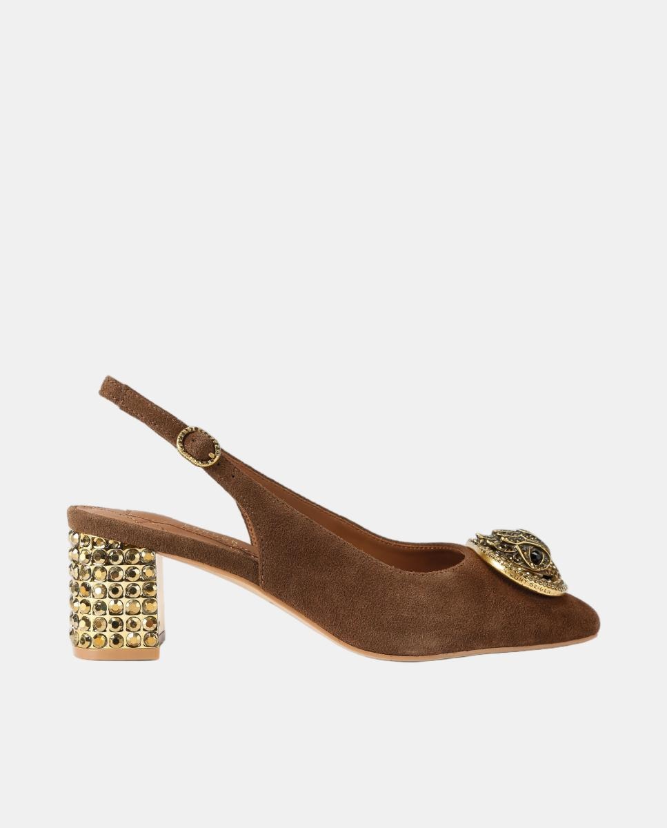 Zapato slingback de mujer en ante marrón con detalle metálico - Kurt Geiger - Marrón claro Marrón claro-1