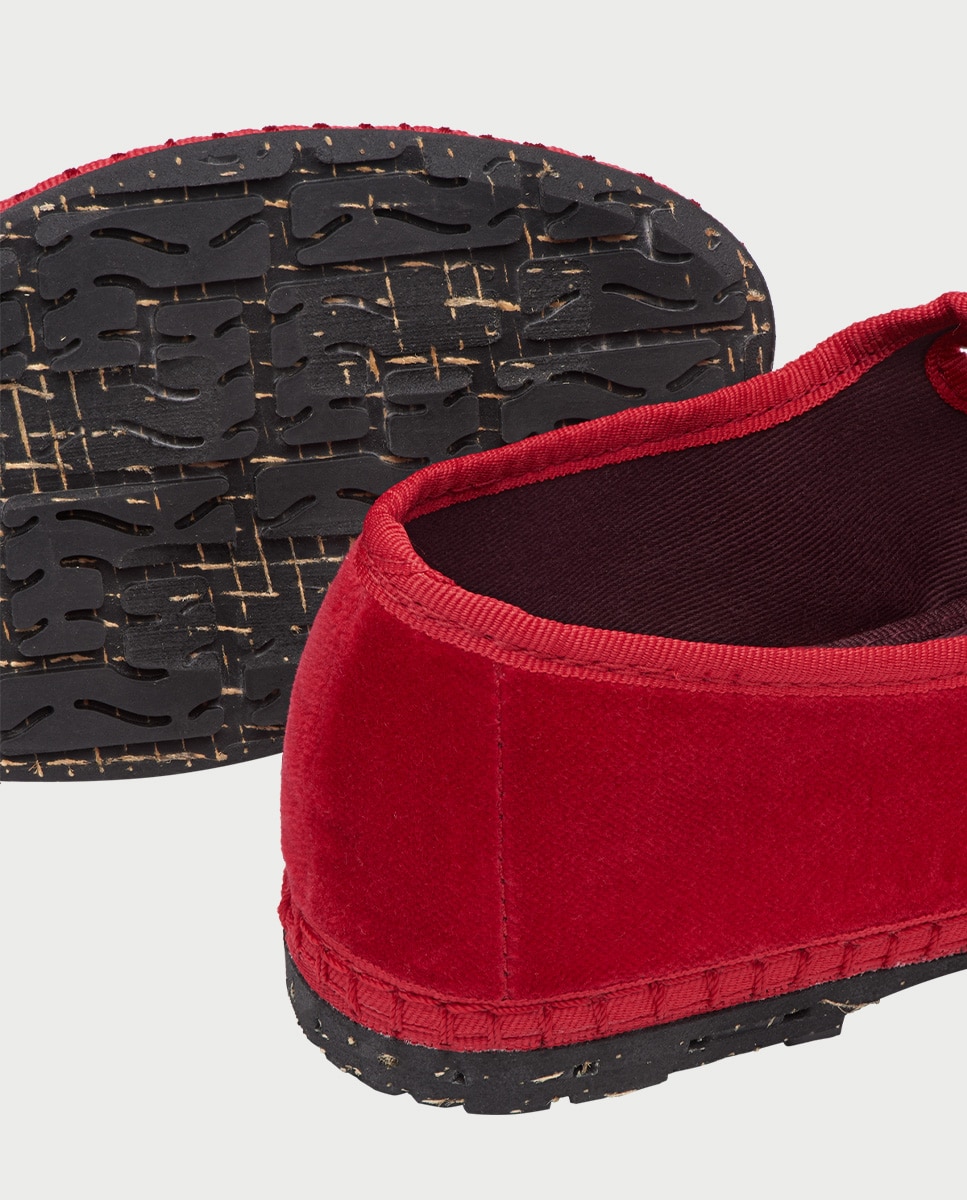 Sapatos de Presilha Mellark em Veludo Vermelho-3