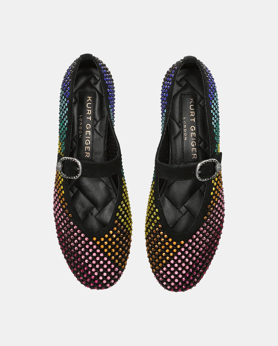 Sapatos de Presilha Mayfair de Camurça com Strass Preto-2