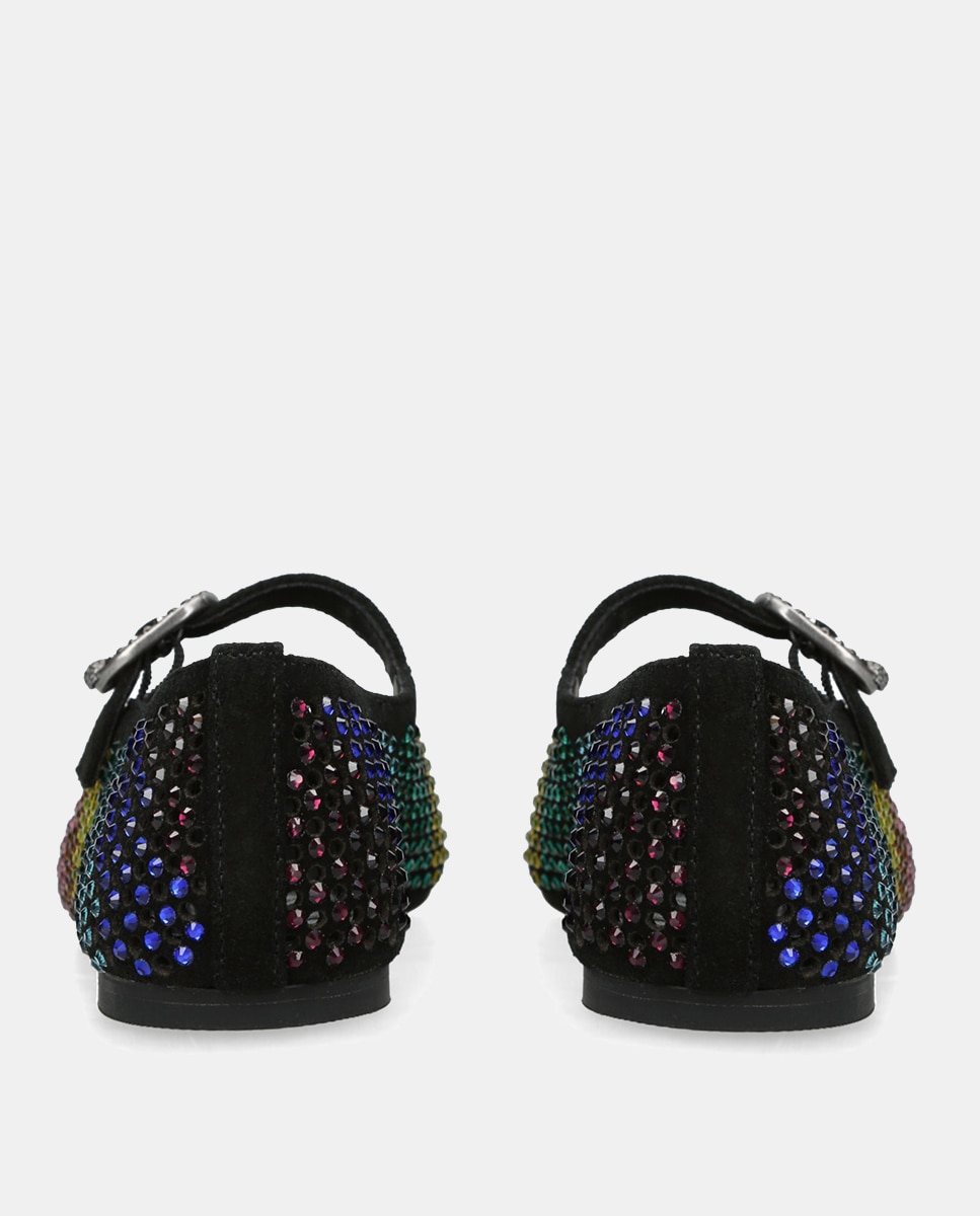 Sapatos de Presilha Mayfair de Camurça com Strass Preto-3