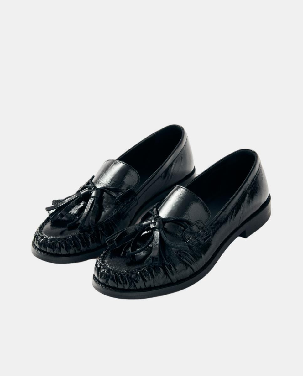 Marietta Onix Mocassins de Couro - Preto Preto-2