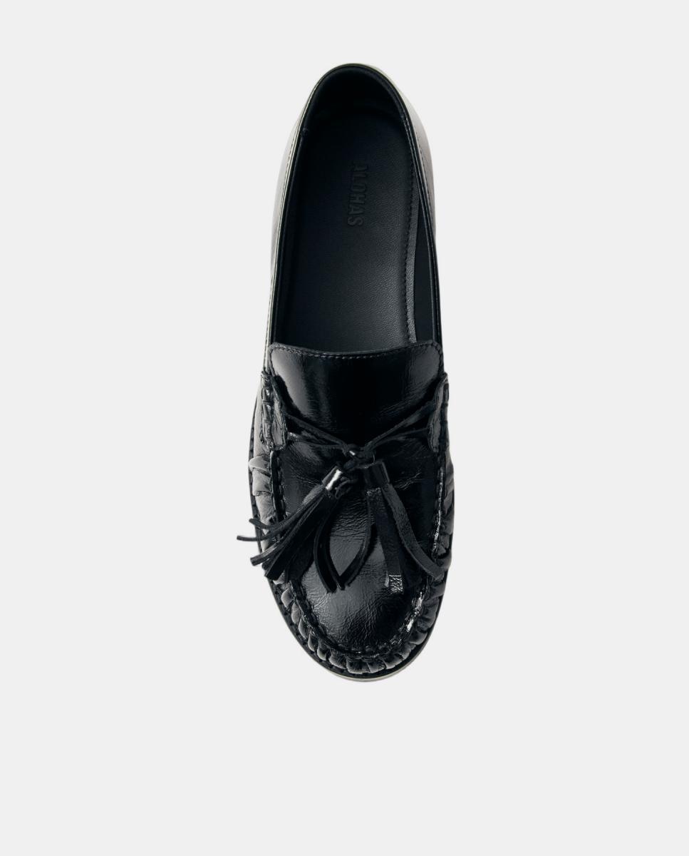 Marietta Onix Mocassins de Couro - Preto Preto-3