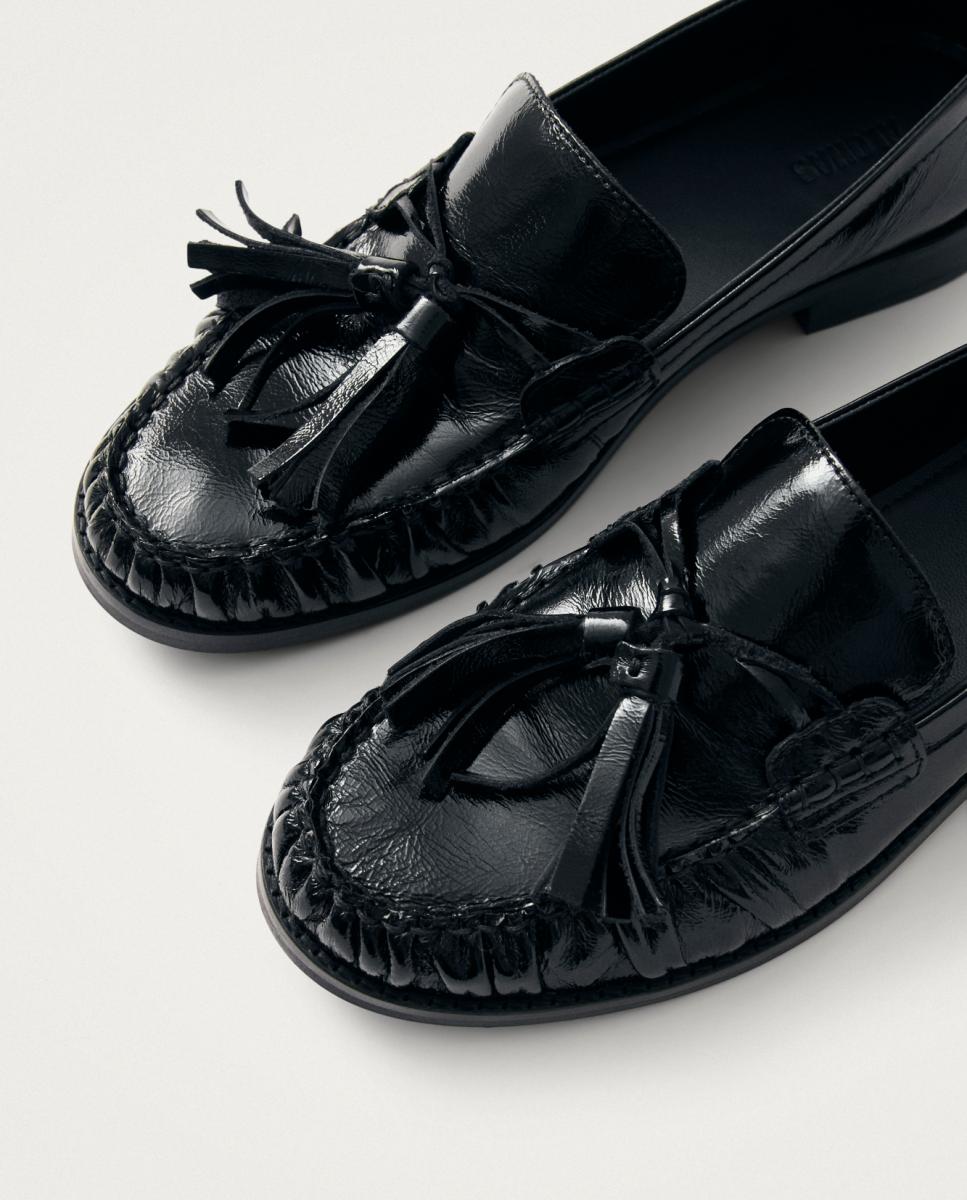 Marietta Onix Mocassins de Couro - Preto Preto-6