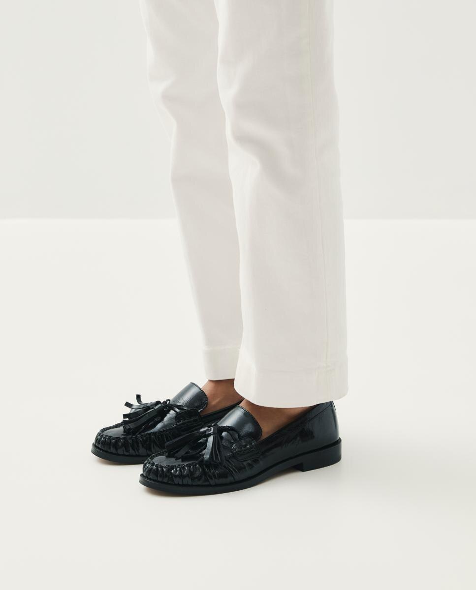 Marietta Onix Mocassins de Couro - Preto Preto-7