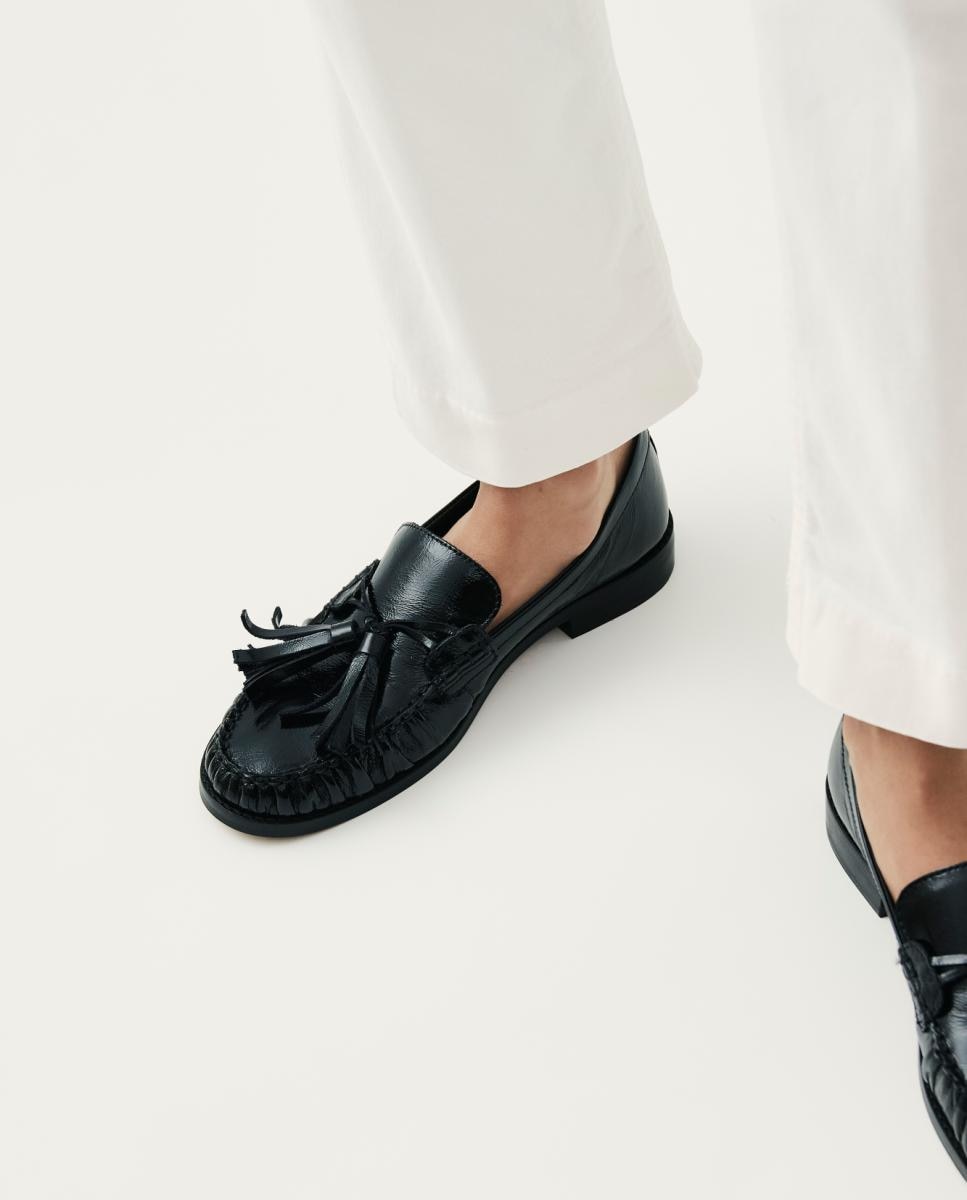 Marietta Onix Mocassins de Couro - Preto Preto-8
