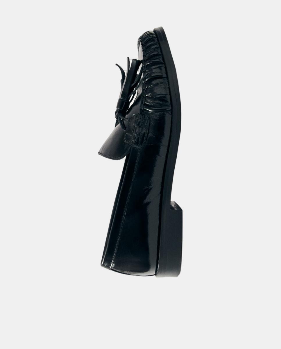 Marietta Onix Mocassins de Couro - Preto Preto-9