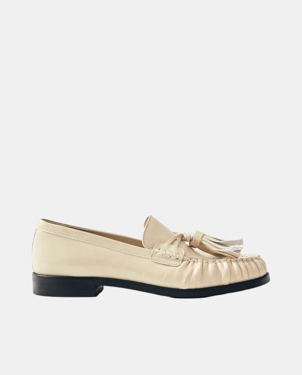 Marietta Onix Mocassins de Couro - Creme Natural-1