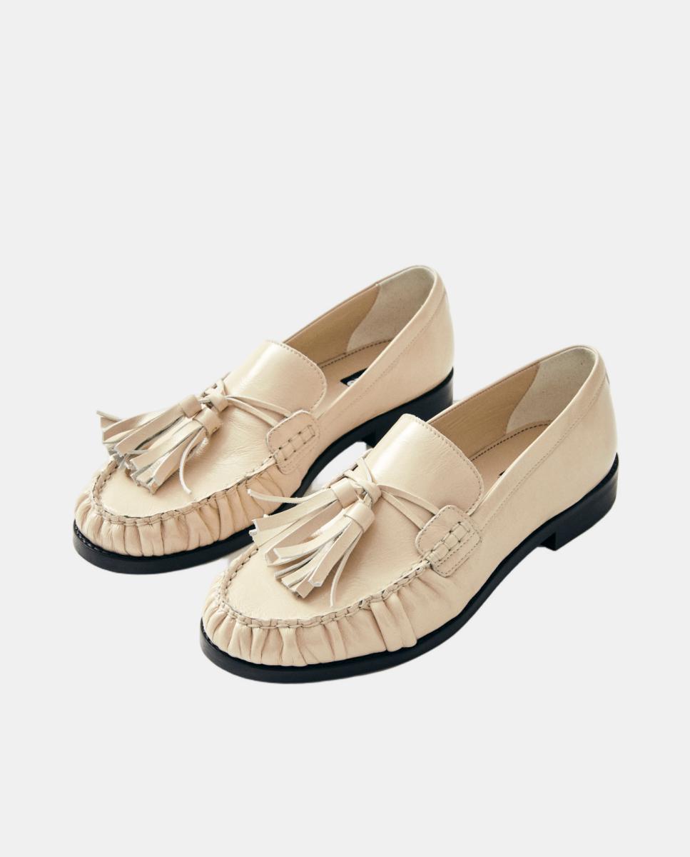 Marietta Onix Mocassins de Couro - Creme Natural-2