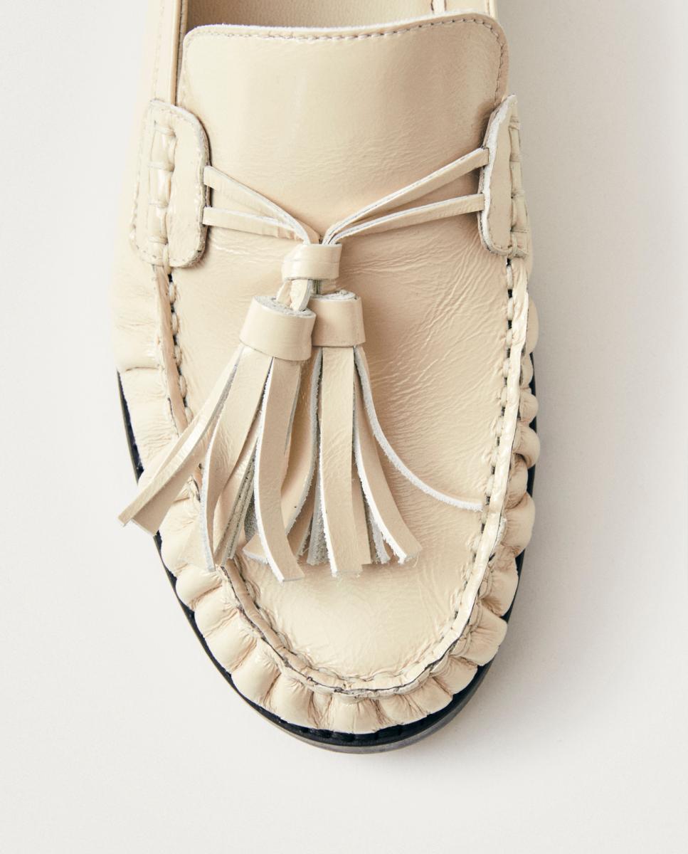 Marietta Onix Mocassins de Couro - Creme Natural-4